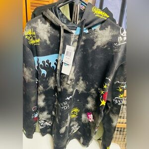 Fresh Black Hoodie with Blue and White Accents